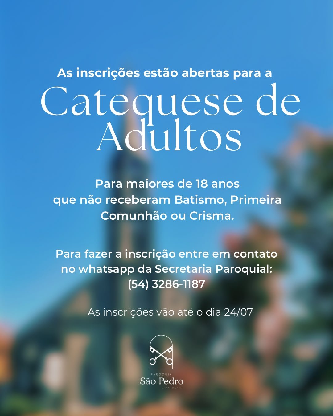 Inscrições para Catequese de adultos